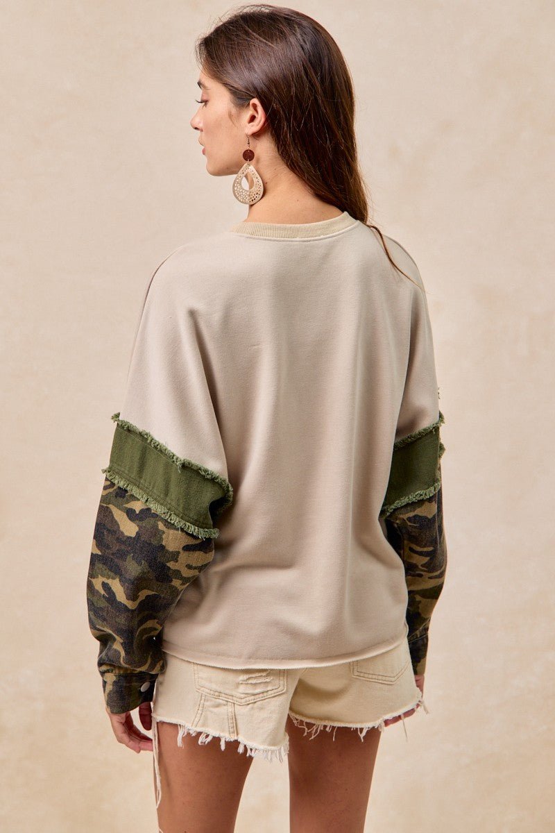 Oakley Frayed Edge French Terry Pullover With Camo Sleeves - Westly