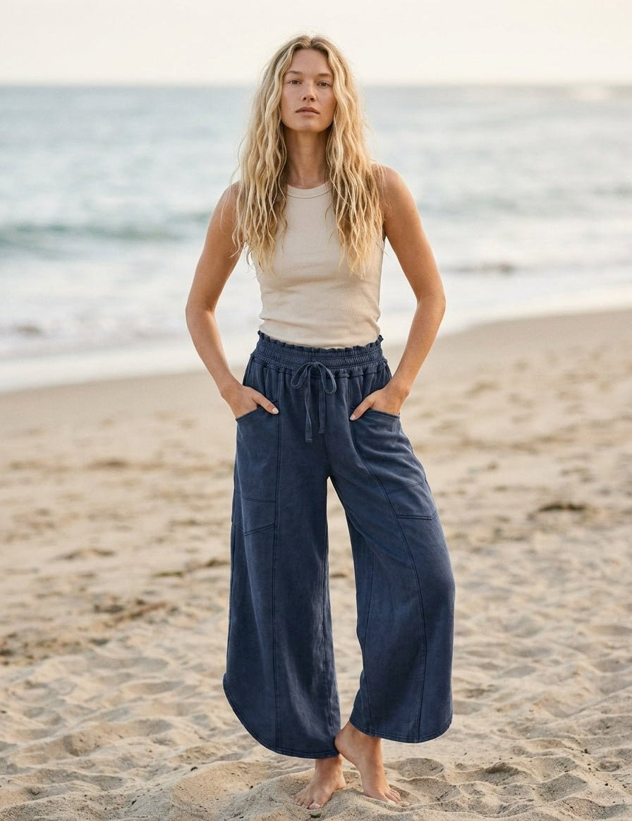 Oceanside Mineral Washed Tulip Hem Pants - Westly