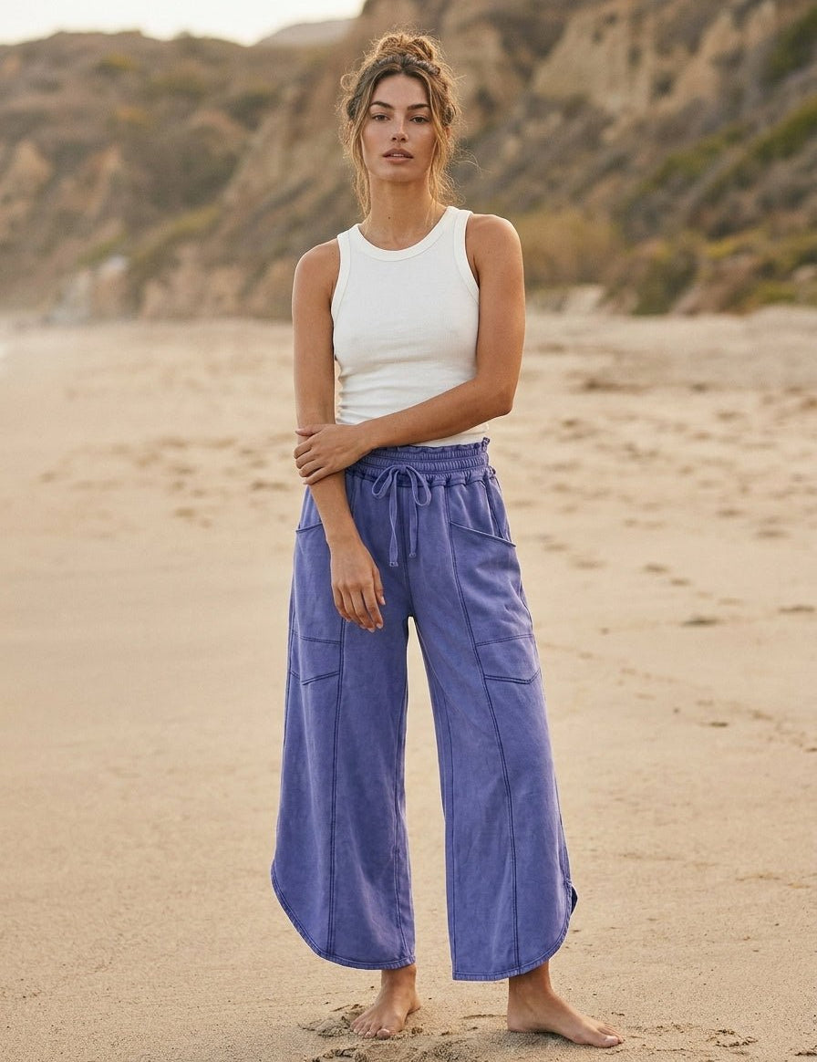 Oceanside Mineral Washed Tulip Hem Pants - Westly