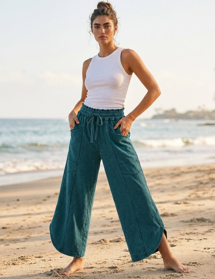 Oceanside Mineral Washed Tulip Hem Pants - Westly