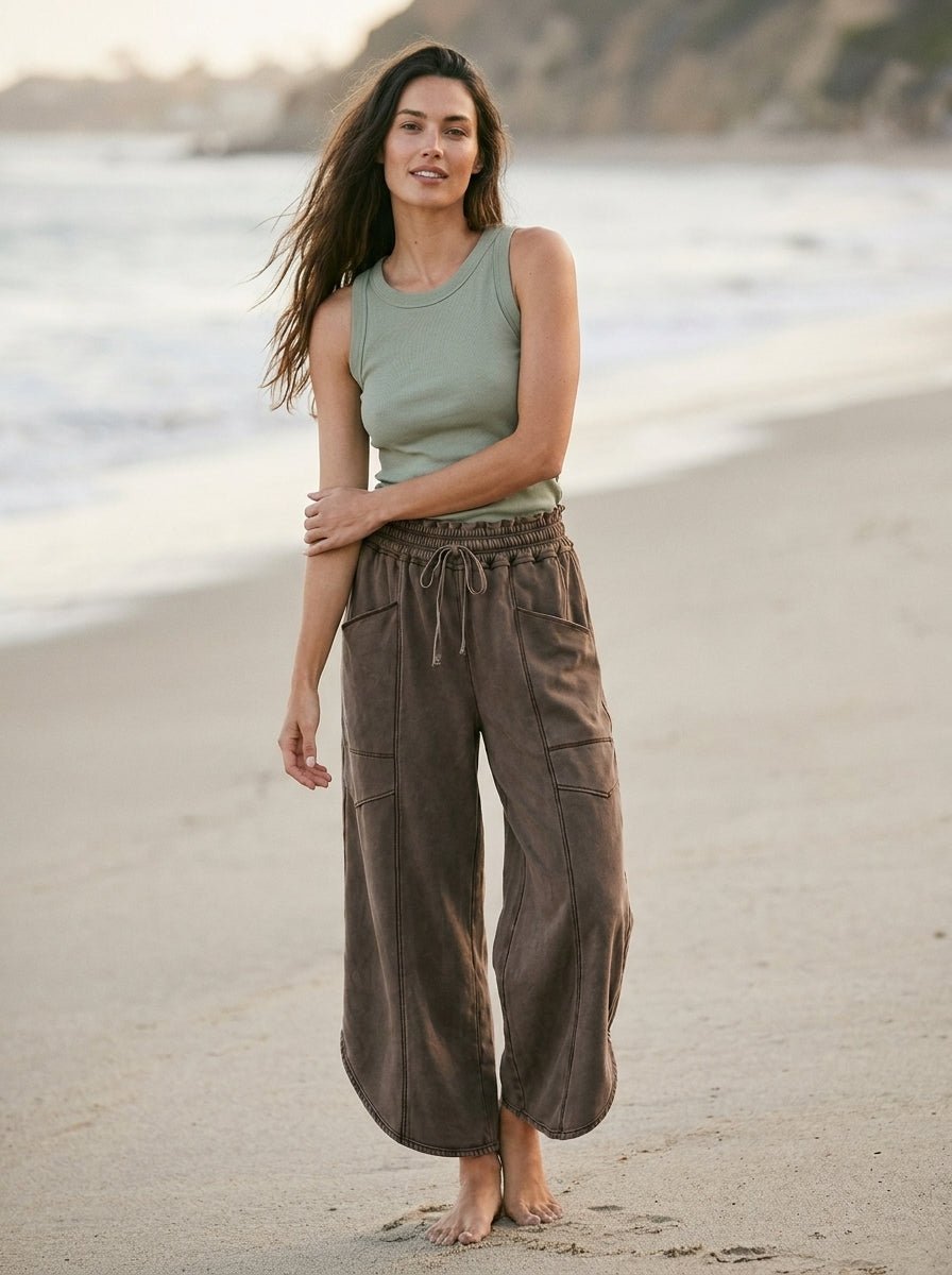 Oceanside Mineral Washed Tulip Hem Pants - Westly