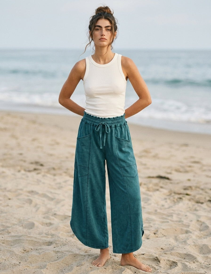Oceanside Mineral Washed Tulip Hem Pants - Westly