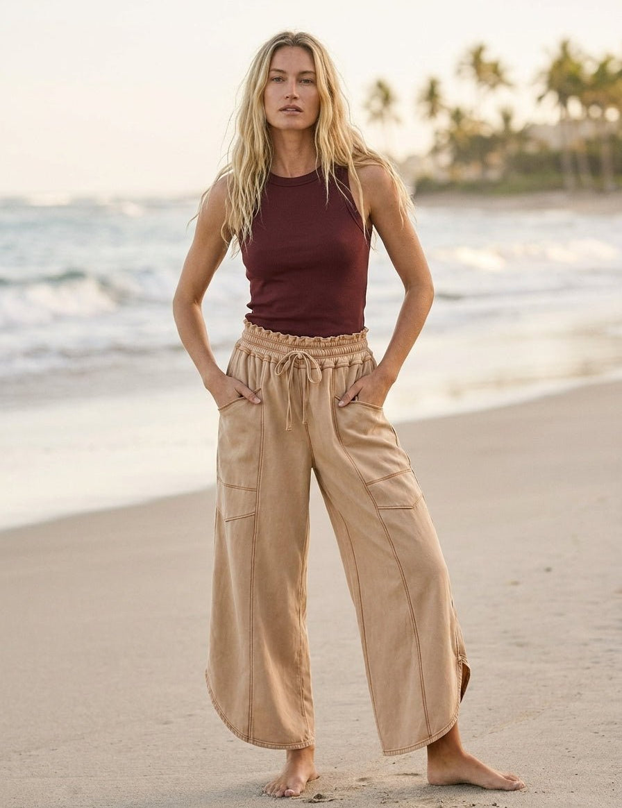 Oceanside Mineral Washed Tulip Hem Pants - Westly