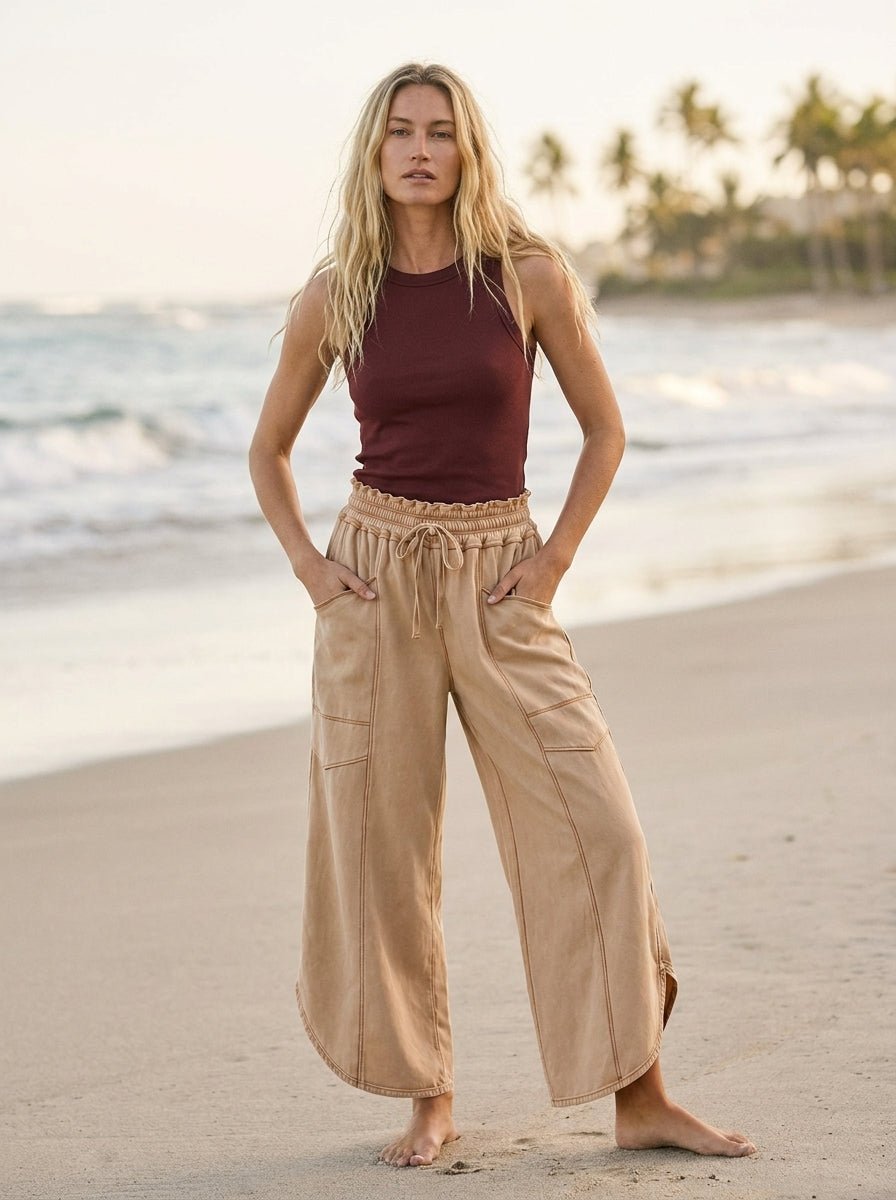 Oceanside Mineral Washed Tulip Hem Pants - Westly