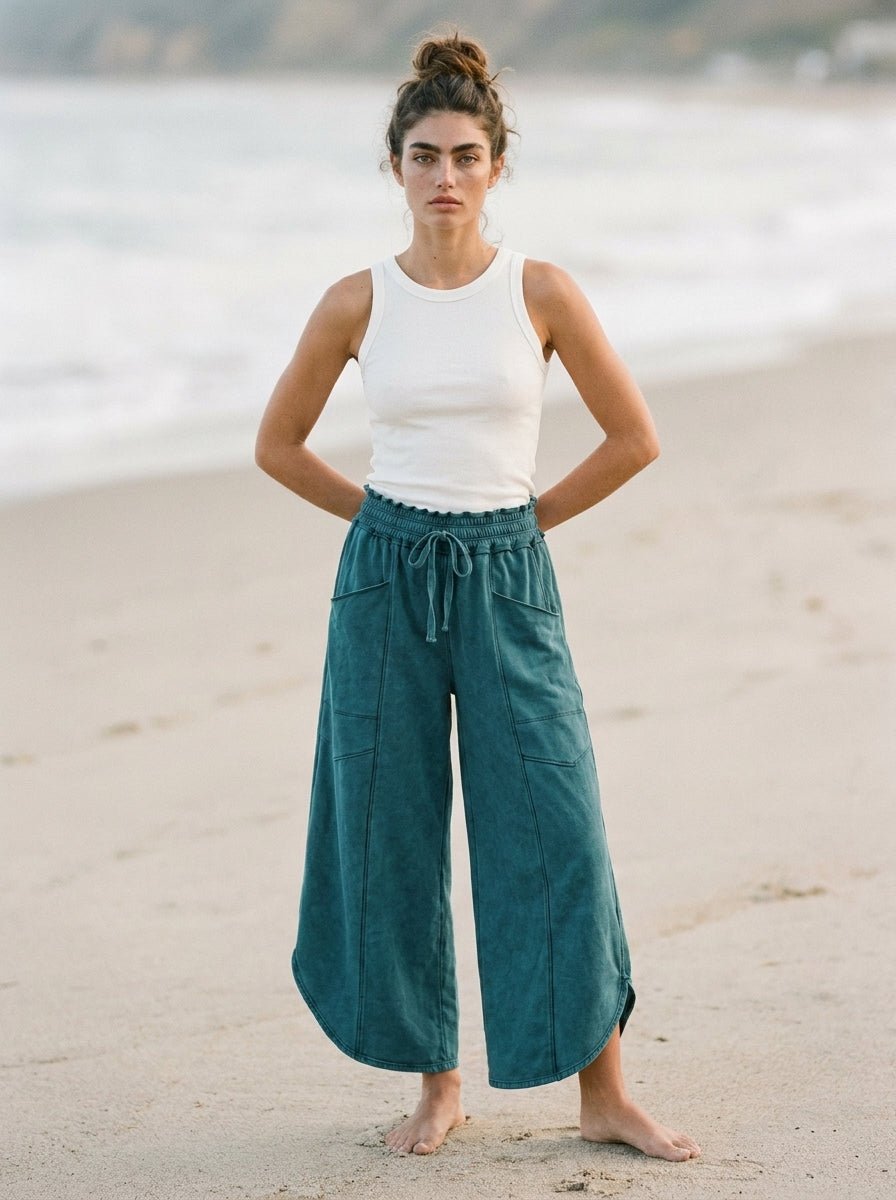 Oceanside Mineral Washed Tulip Hem Pants - Westly