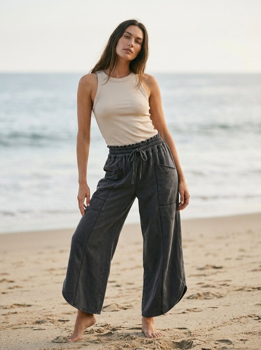 Oceanside Mineral Washed Tulip Hem Pants - Westly