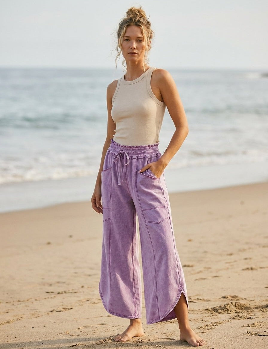 Oceanside Mineral Washed Tulip Hem Pants - Westly