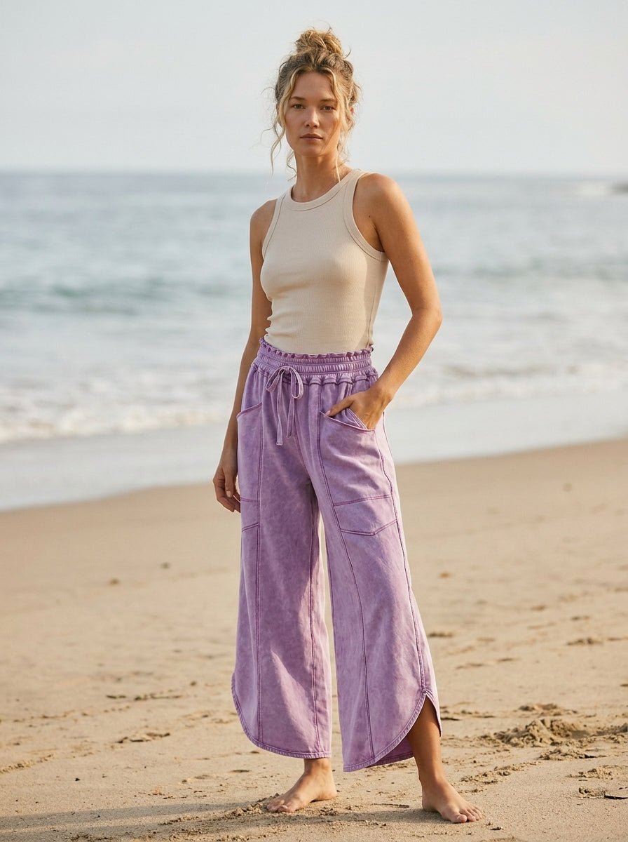 Oceanside Mineral Washed Tulip Hem Pants - Westly