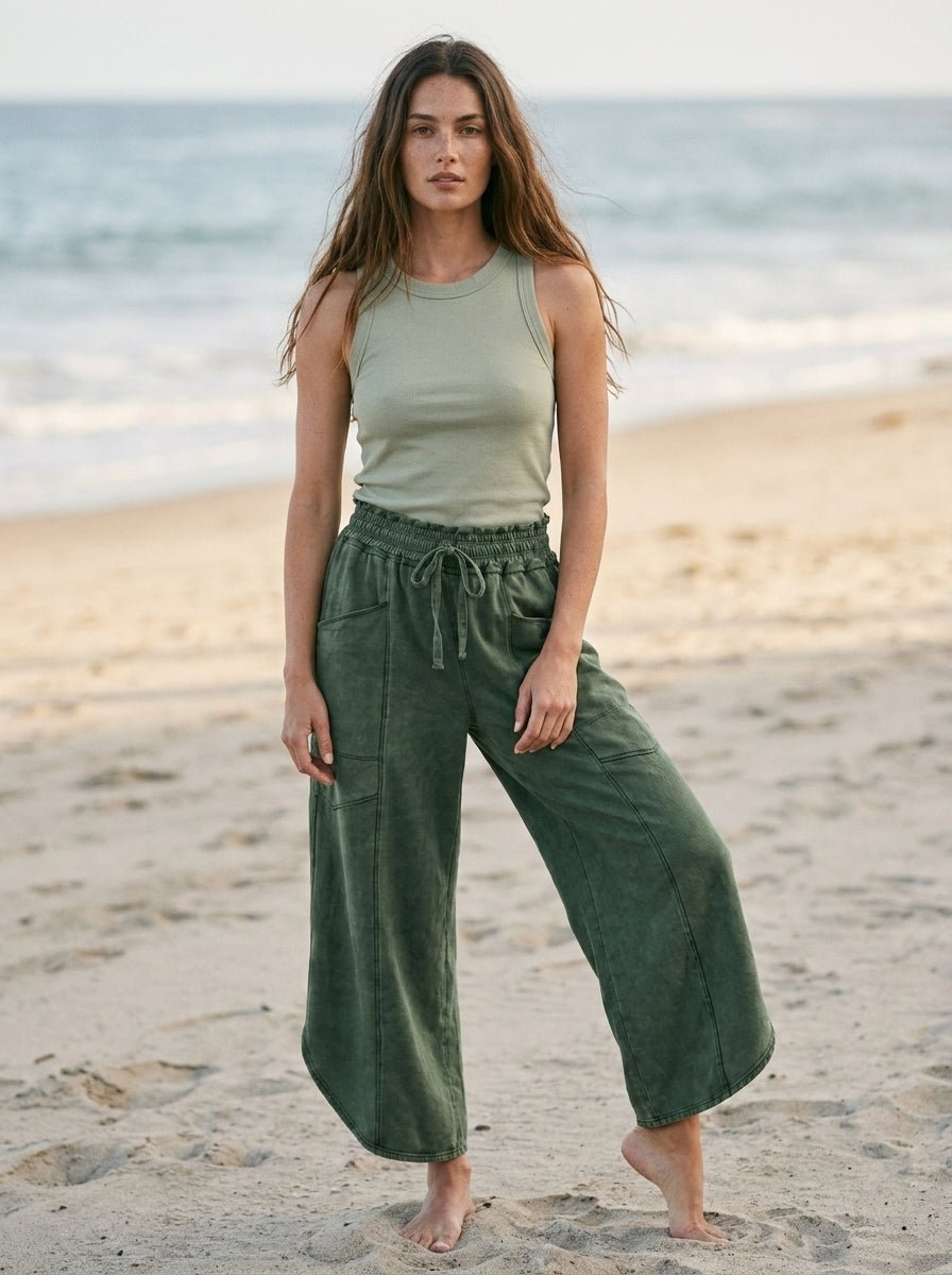 Oceanside Mineral Washed Tulip Hem Pants - Westly