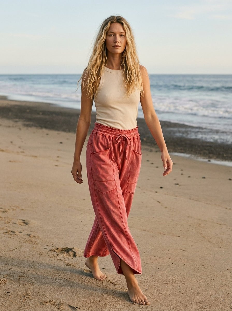 Oceanside Mineral Washed Tulip Hem Pants - Westly