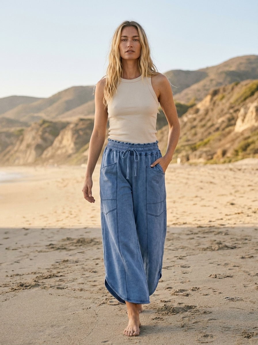 Oceanside Mineral Washed Tulip Hem Pants - Westly