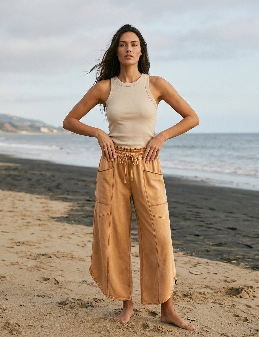 Oceanside Mineral Washed Tulip Hem Pants - Westly