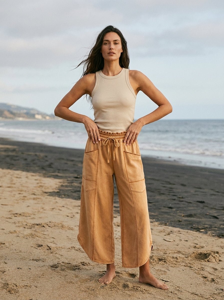 Oceanside Mineral Washed Tulip Hem Pants - Westly
