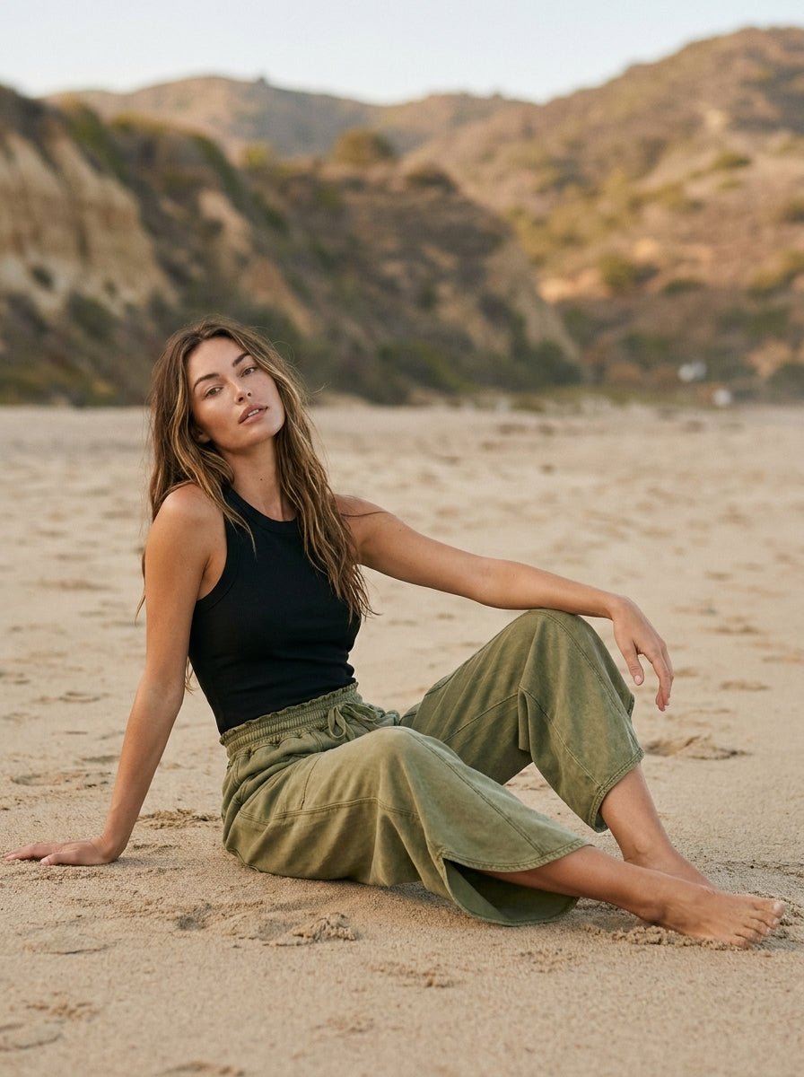 Oceanside Mineral Washed Tulip Hem Pants - Westly