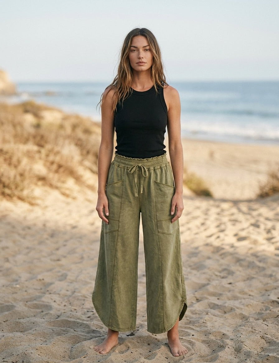 Oceanside Mineral Washed Tulip Hem Pants - Westly