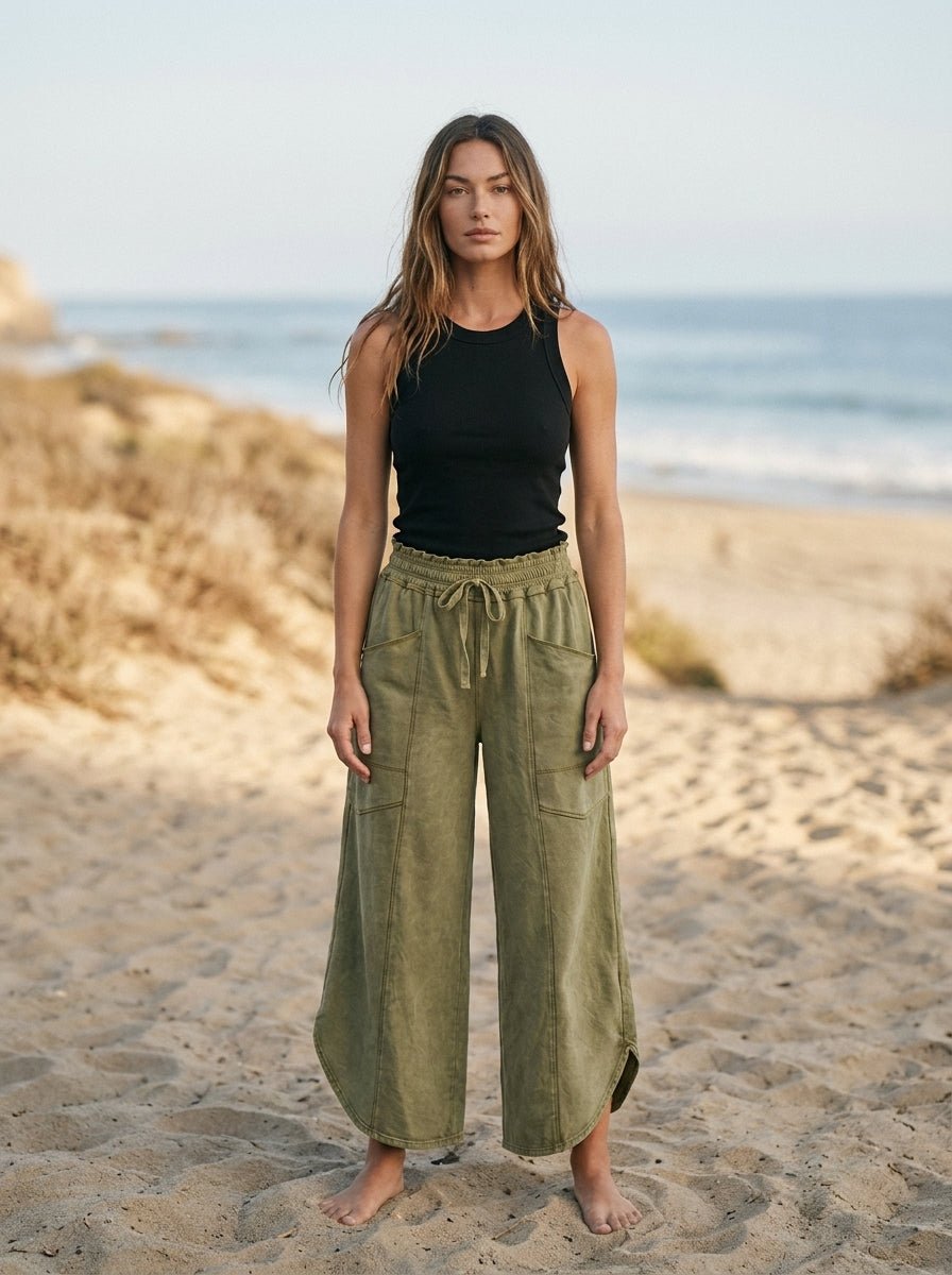 Oceanside Mineral Washed Tulip Hem Pants - Westly