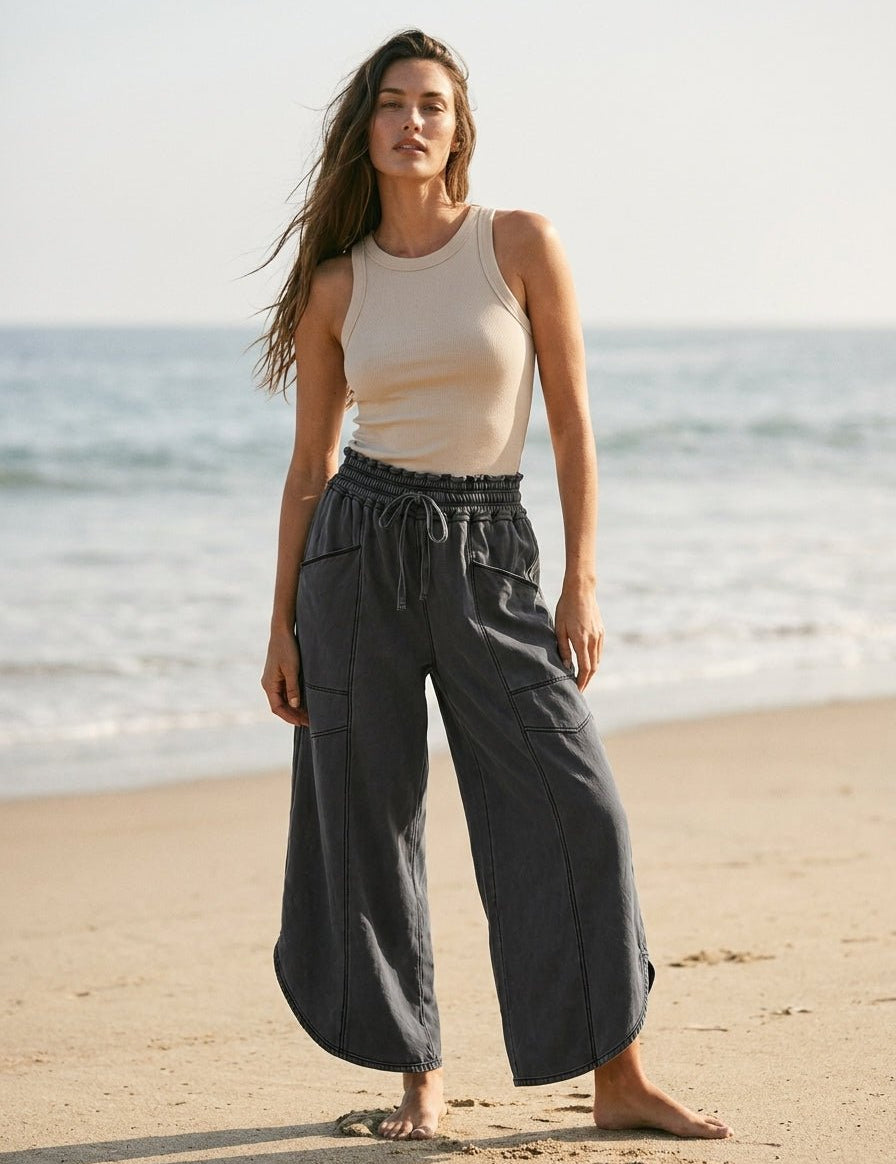 Oceanside Mineral Washed Tulip Hem Pants - Westly