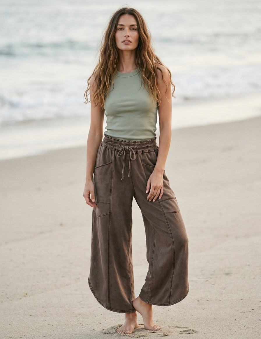 Oceanside Mineral Washed Tulip Hem Pants - Westly