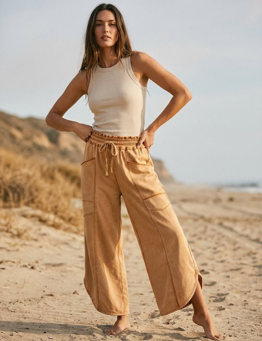 Oceanside Mineral Washed Tulip Hem Pants - Westly