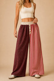 Odd Couple Mixed Pattern Wide Leg Pants - Westly