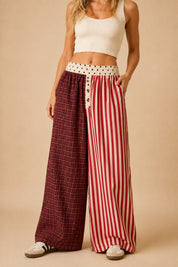 Odd Couple Mixed Pattern Wide Leg Pants - Westly