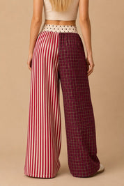 Odd Couple Mixed Pattern Wide Leg Pants - Westly