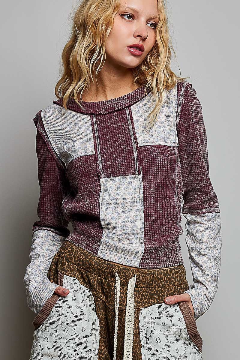 Odd Ends Waffle Knit Patchwork Top - Westly