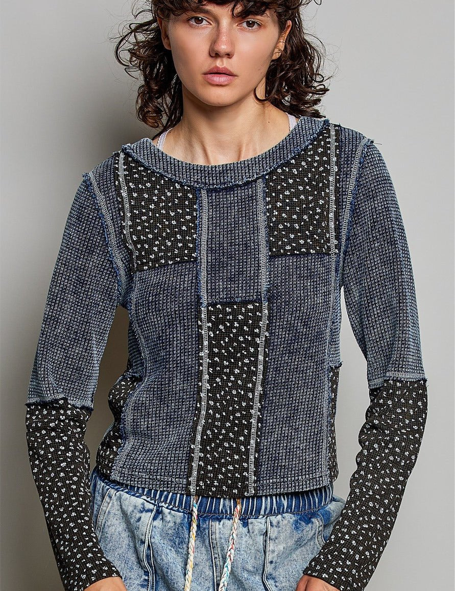 Odd Ends Waffle Knit Patchwork Top - Westly
