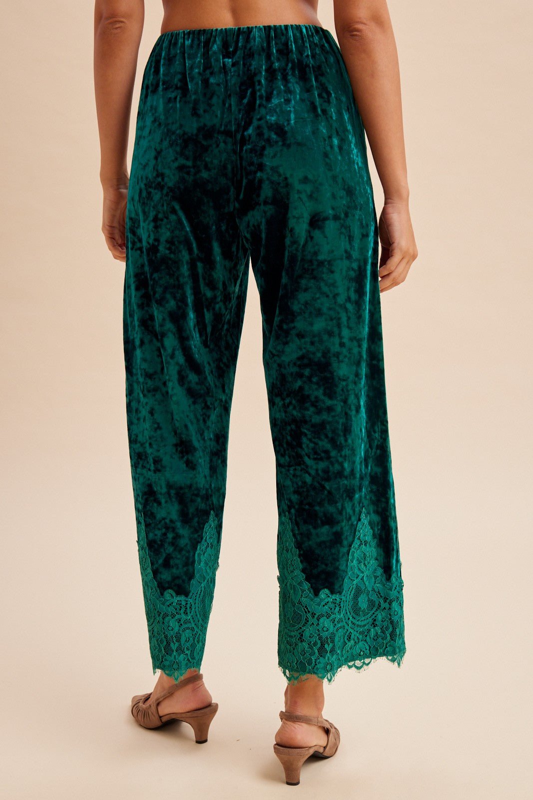Odette Lace Hem Velvet Pants - Westly