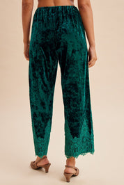Odette Lace Hem Velvet Pants - Westly