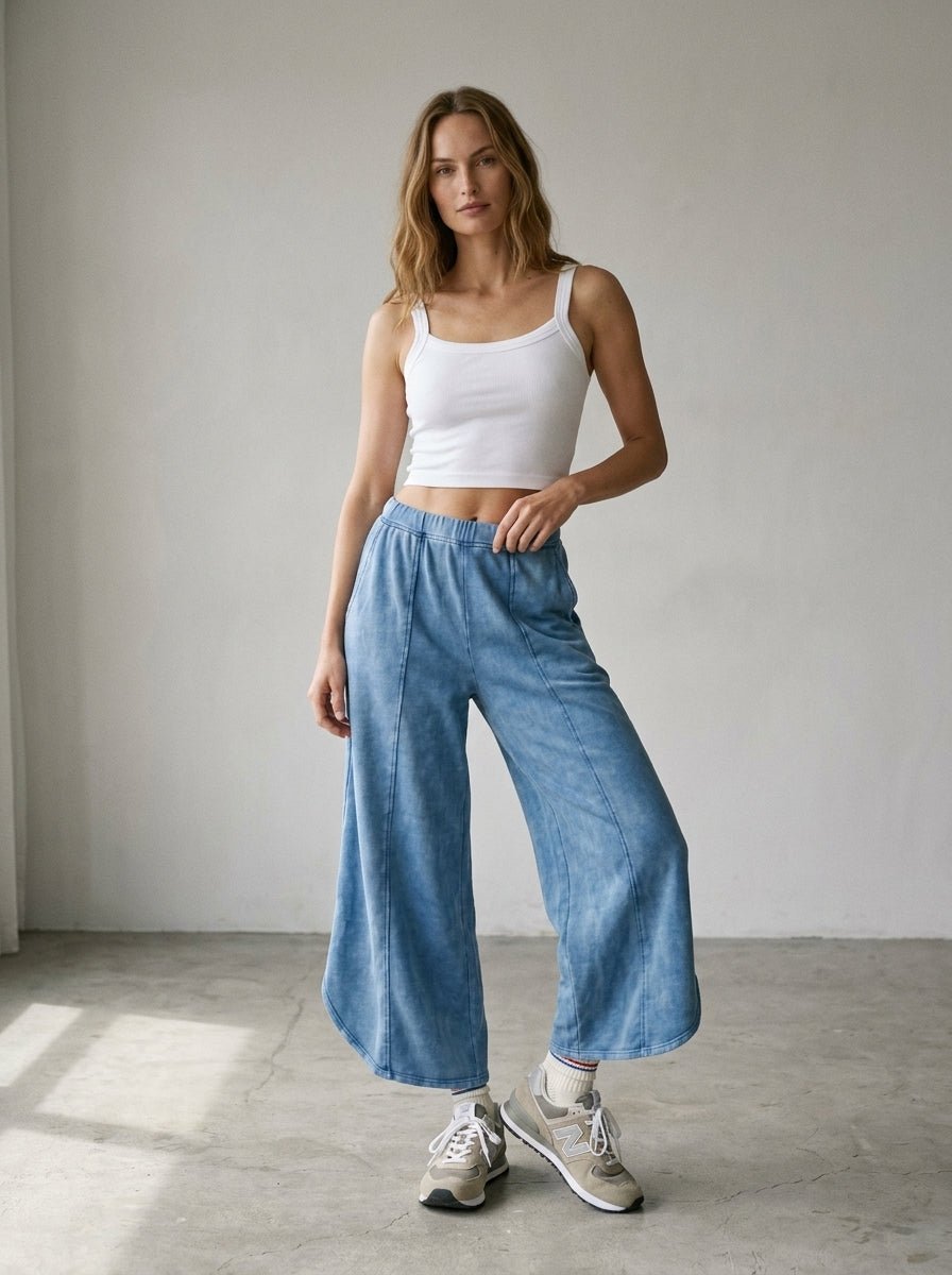 Off Duty Acid Wash Tulip Hem Sweatpants - Westly