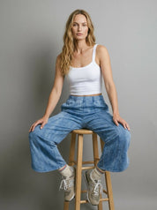 Off Duty Acid Wash Tulip Hem Sweatpants - Westly
