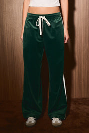 Off the Clock Velvet Track Pants in Green White — product photo 03