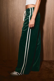 Off the Clock Velvet Track Pants in Green White — product photo 04