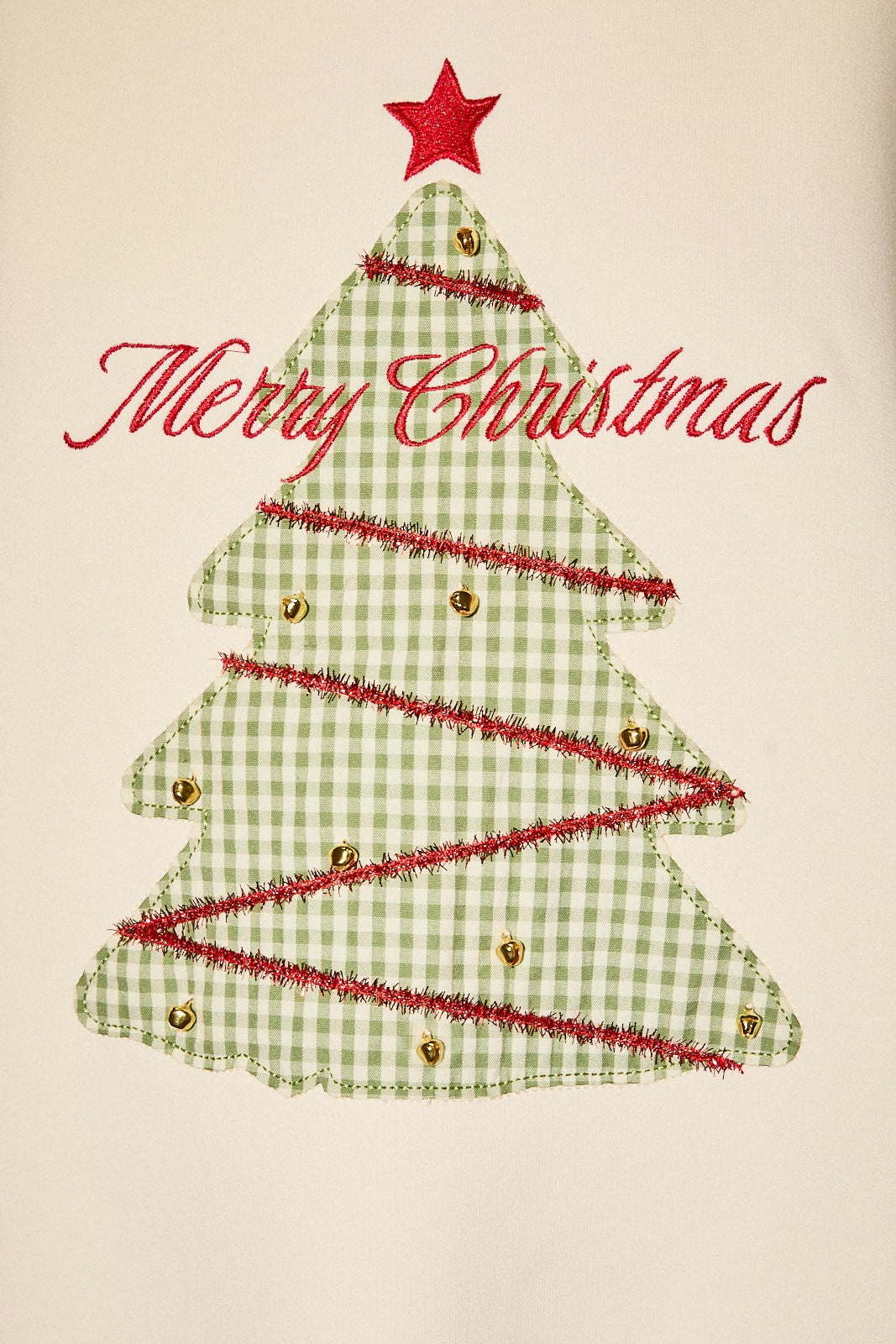 Oh Christmas Tree Gingham Graphic Sweatshirt in Cream — product photo 05