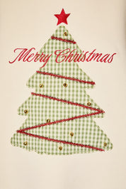 Oh Christmas Tree Gingham Graphic Sweatshirt in Cream — product photo 05