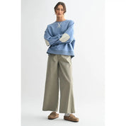 Olive Wide Leg Twill Cotton Pants - Westly
