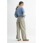Olive Wide Leg Twill Cotton Pants - Westly