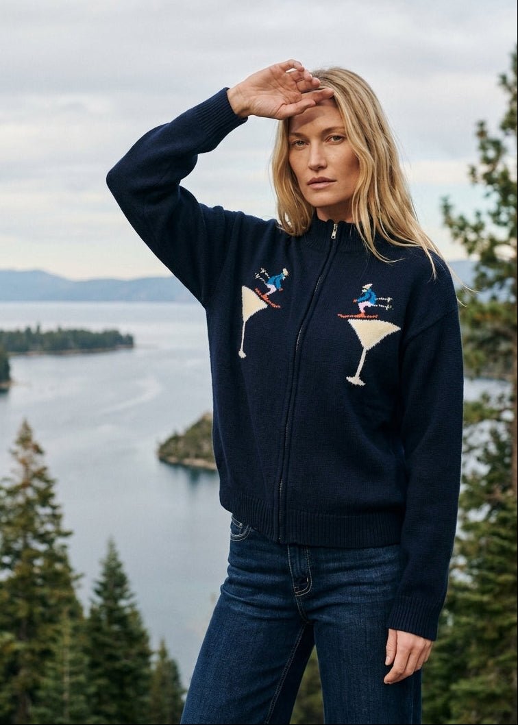 On the Rocks Ski Martini Zip Sweater - Westly