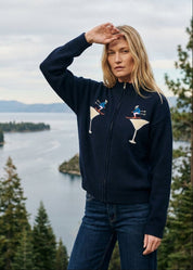 On the Rocks Ski Martini Zip Sweater - Westly