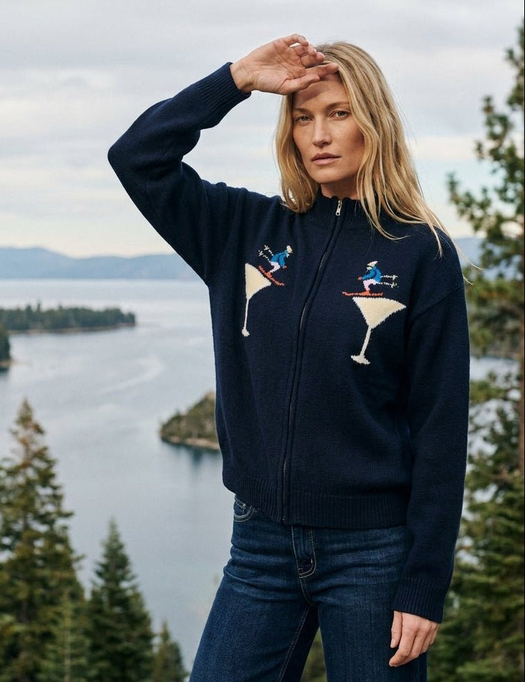 On the Rocks Ski Martini Zip Sweater - Westly