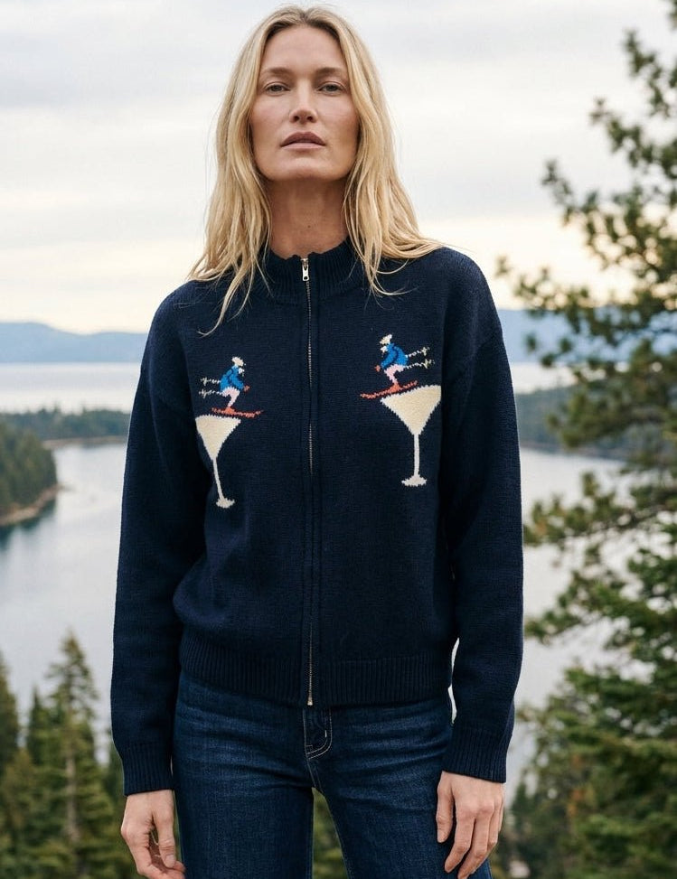 On the Rocks Ski Martini Zip Sweater - Westly
