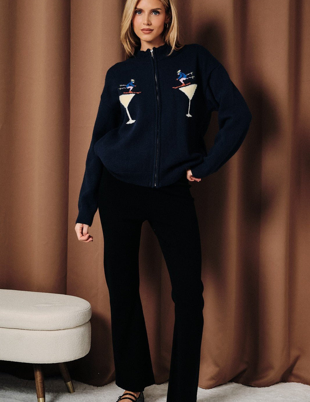 On the Rocks Ski Martini Zip Sweater - Westly