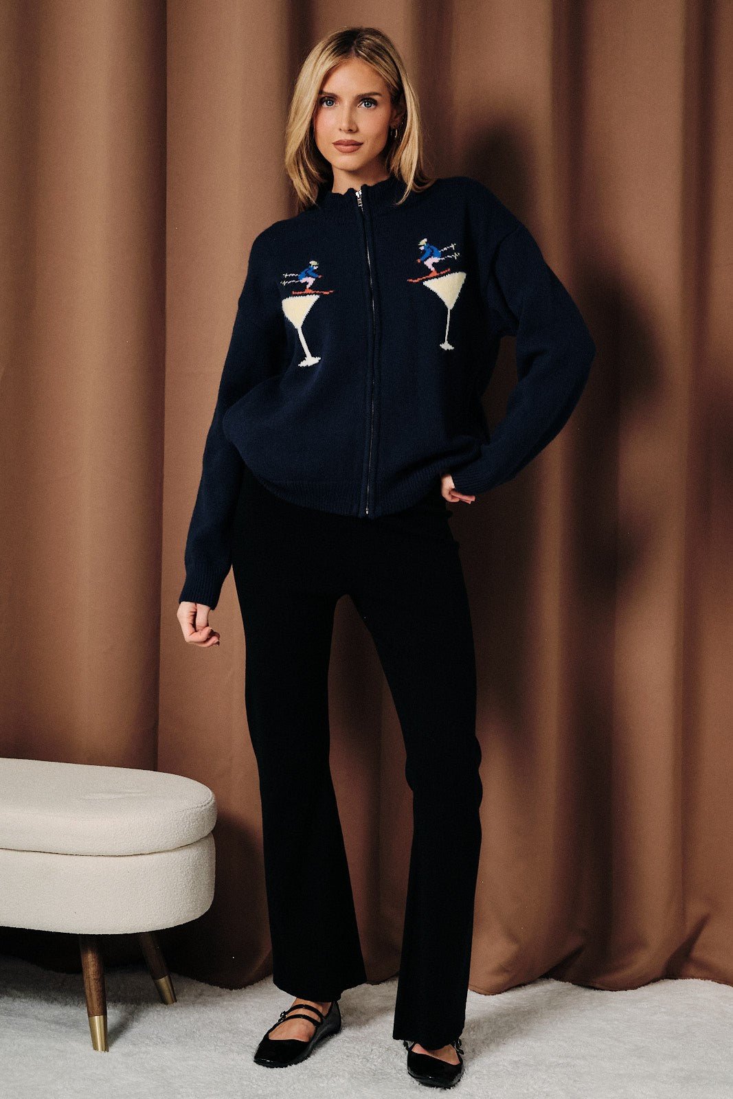 On the Rocks Ski Martini Zip Sweater - Westly