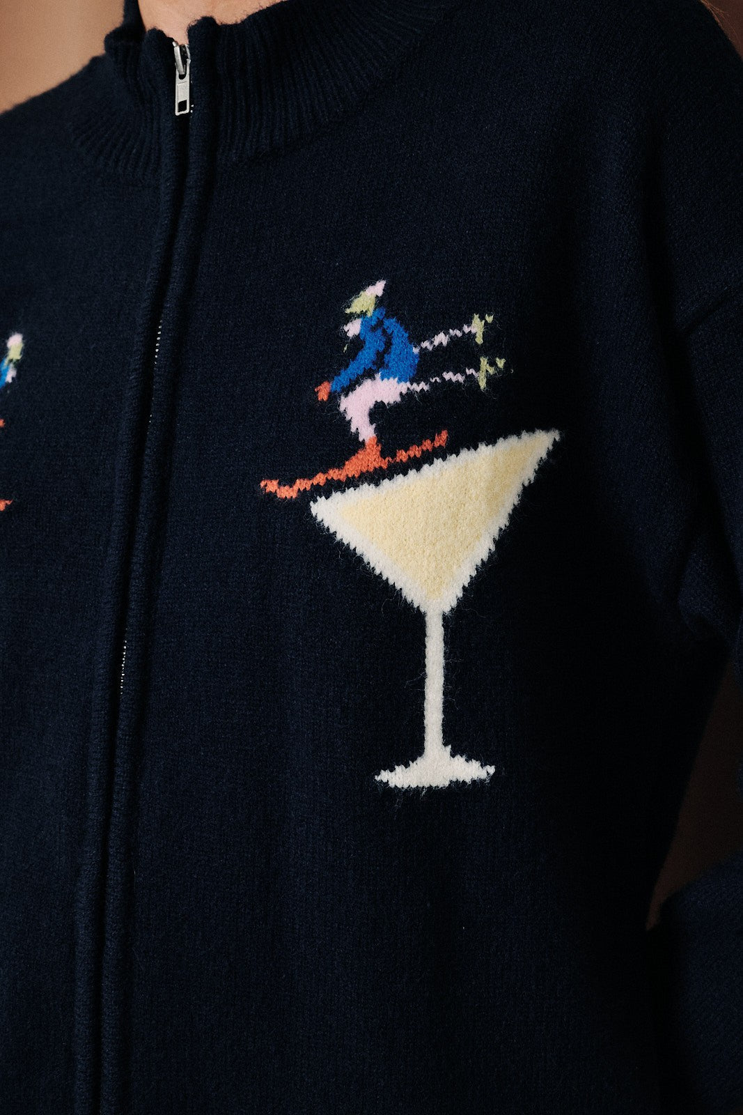 On the Rocks Ski Martini Zip Sweater - Westly