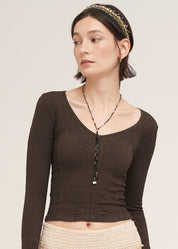 Ondine Lace Texture Long Sleeve Top - Westly