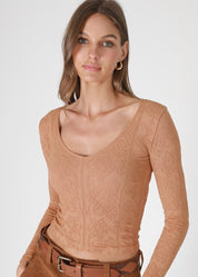 Ondine Lace Texture Long Sleeve Top - Westly