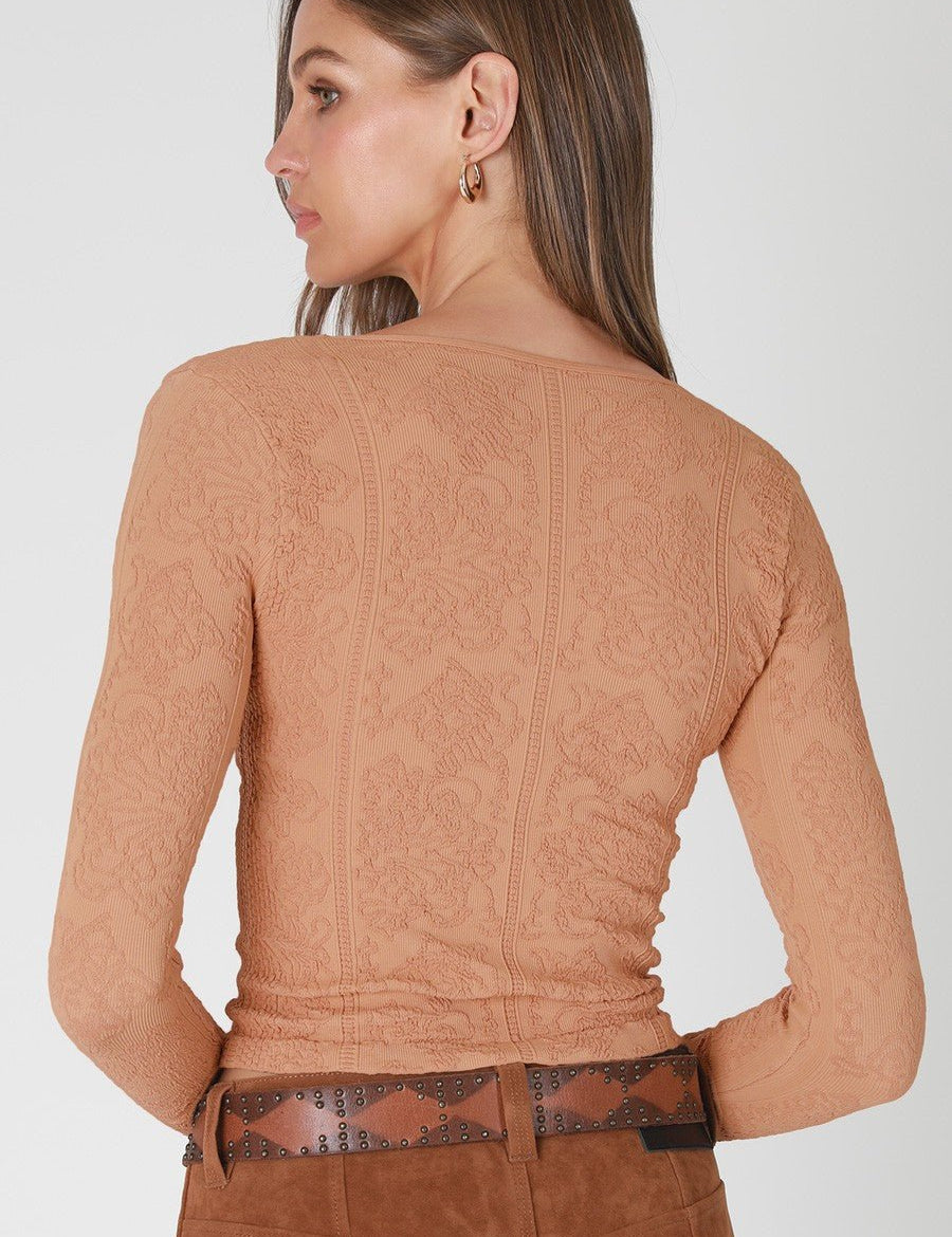 Ondine Lace Texture Long Sleeve Top - Westly