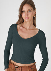 Ondine Lace Texture Long Sleeve Top - Westly