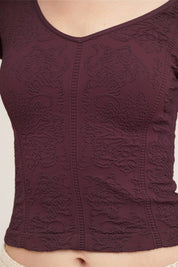 Ondine Lace Texture Long Sleeve Top - Westly